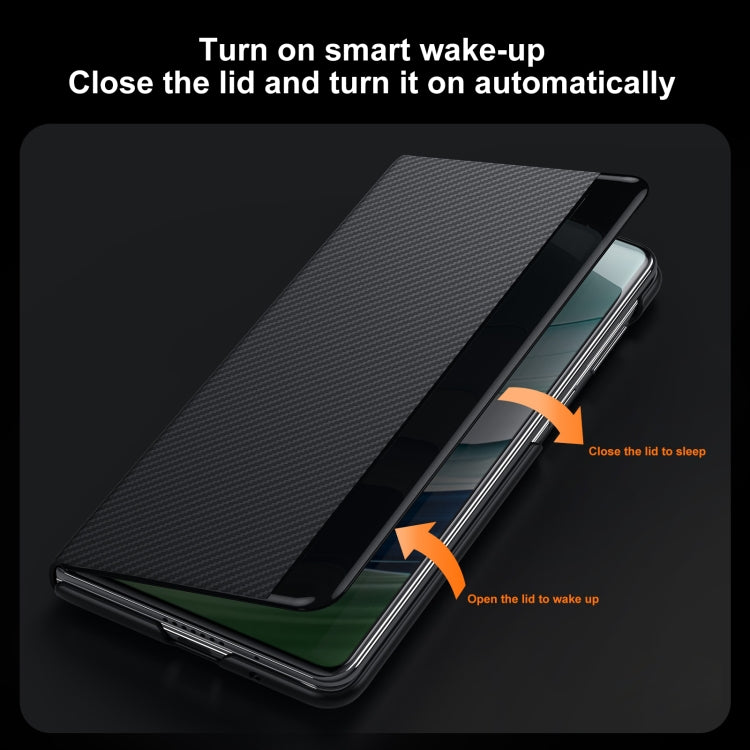 For Huawei Mate X6 SULADA Kevlar 600D Texture Smart Window Leather Phone Case(Black) by SULADA