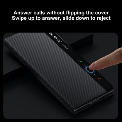 For Huawei Mate X3 SULADA Kevlar 600D Texture Smart Window Leather Phone Case(Brown) by SULADA