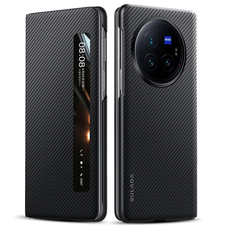 For vivo X Fold3 Pro SULADA Kevlar 600D Texture Smart Window Leather Phone Case(Black) by SULADA