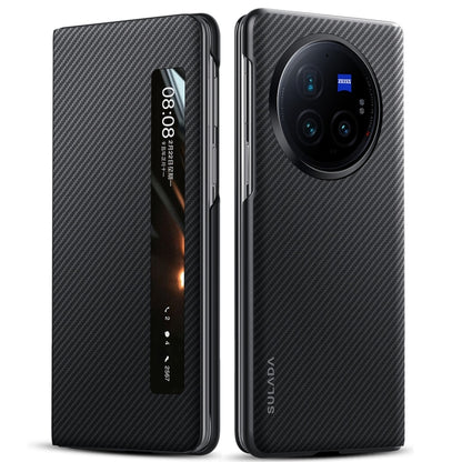 For vivo X Fold3 Pro SULADA Kevlar 600D Texture Smart Window Leather Phone Case(Black) by SULADA