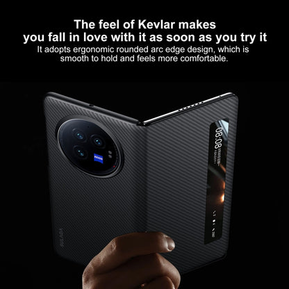 For vivo X Fold3 Pro SULADA Kevlar 600D Texture Smart Window Leather Phone Case(Black) by SULADA