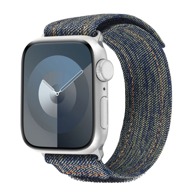 For Apple Watch SE 2023 40mm Cowboy Nylon Hook and Loop Fastener Watch Band(Yellow) by bashfashion