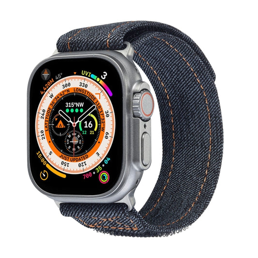 For Apple Watch Ultra 2 49mm Cowboy Nylon Hook and Loop Fastener Watch Band(Black) by bashfashion