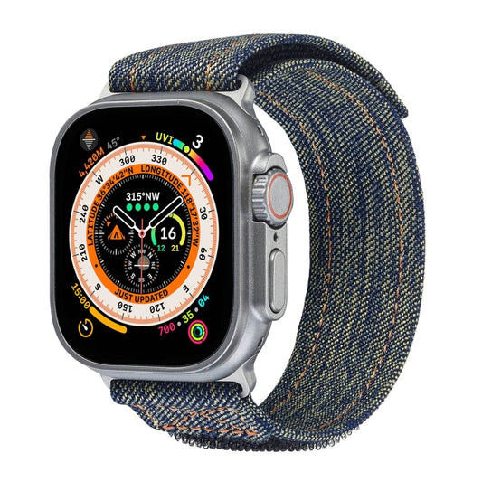 For Apple Watch Ultra 2 49mm Cowboy Nylon Hook and Loop Fastener Watch Band(Yellow) by bashfashion