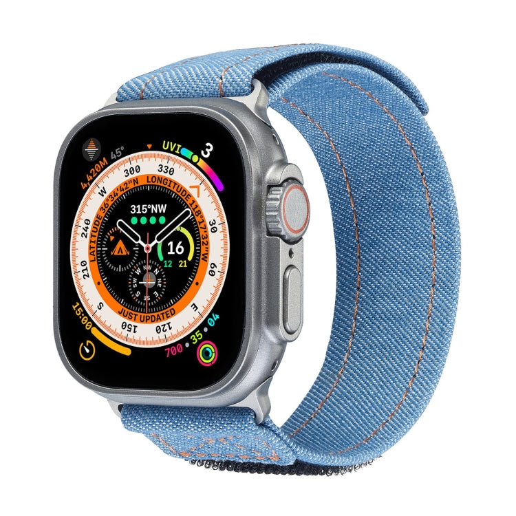 For Apple Watch Ultra 2 49mm Cowboy Nylon Hook and Loop Fastener Watch Band(Light Blue) by bashfashion