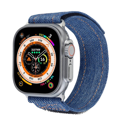 For Apple Watch Ultra 49mm Cowboy Nylon Hook and Loop Fastener Watch Band(Dark Blue) by bashfashion