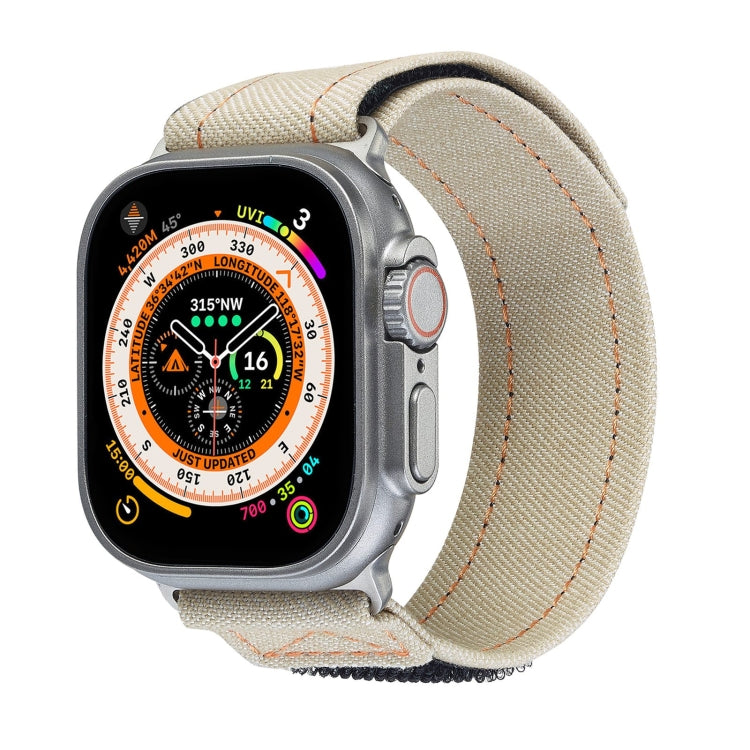 For Apple Watch Ultra 49mm Cowboy Nylon Hook and Loop Fastener Watch Band(Apricot) by bashfashion