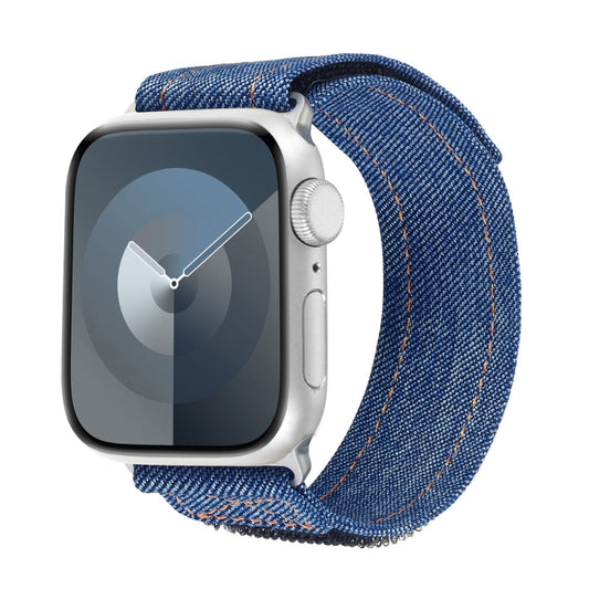 For Apple Watch SE 2022 40mm Cowboy Nylon Hook and Loop Fastener Watch Band(Dark Blue) by bashfashion