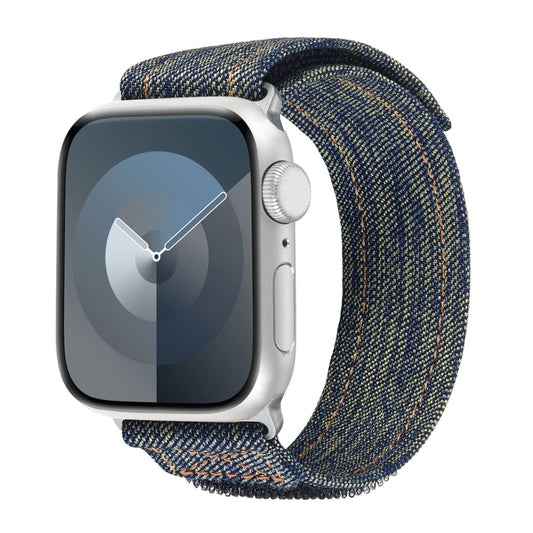 For Apple Watch Series 6 44mm Cowboy Nylon Hook and Loop Fastener Watch Band(Yellow) by bashfashion