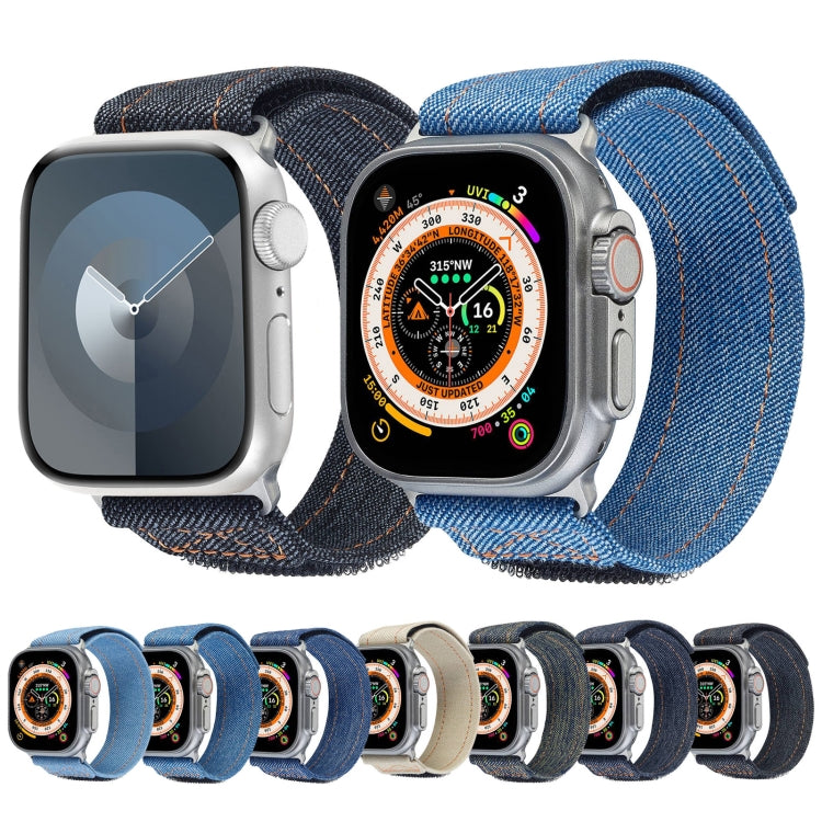 For Apple Watch Series 5 40mm Cowboy Nylon Hook and Loop Fastener Watch Band(Dark Blue) by bashfashion