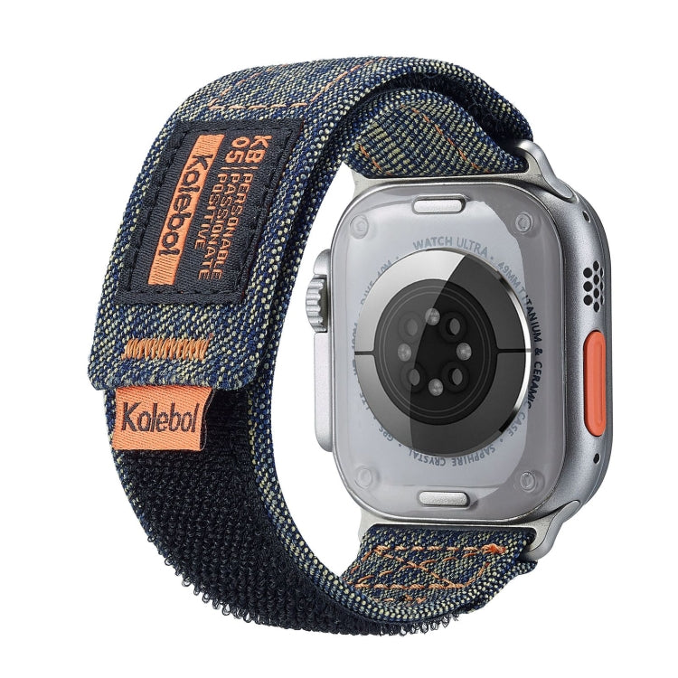 For Apple Watch Series 5 40mm Cowboy Nylon Hook and Loop Fastener Watch Band(Dark Blue) by bashfashion