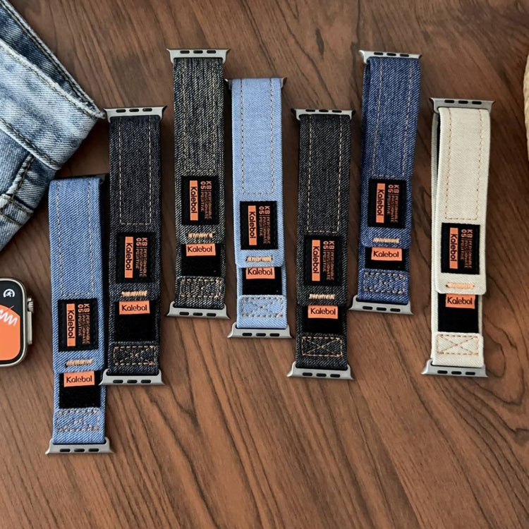 For Apple Watch Ultra 2 49mm Cowboy Nylon Hook and Loop Fastener Watch Band(Dark Blue) by bashfashion