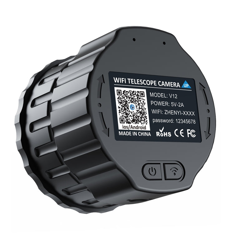 V12 2K WiFi HD Telescope Eyepiece Outdoor Portable Mirror Camera(Black) by bashfashion