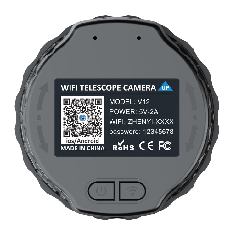 V12 2K WiFi HD Telescope Eyepiece Outdoor Portable Mirror Camera(Black) by bashfashion