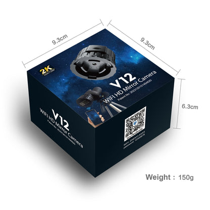 V12 2K WiFi HD Telescope Eyepiece Outdoor Portable Mirror Camera(Black) by bashfashion