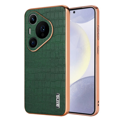For Huawei Pura 70 Pro / 70 Pro+ AZNS Electroplated Frame Crocodile Texture Full Coverage Phone Case(Green) by AZNS