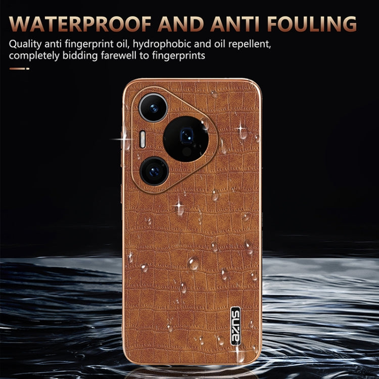 For Huawei Pura 70 Pro / 70 Pro+ AZNS Electroplated Frame Crocodile Texture Full Coverage Phone Case(Blue) by AZNS