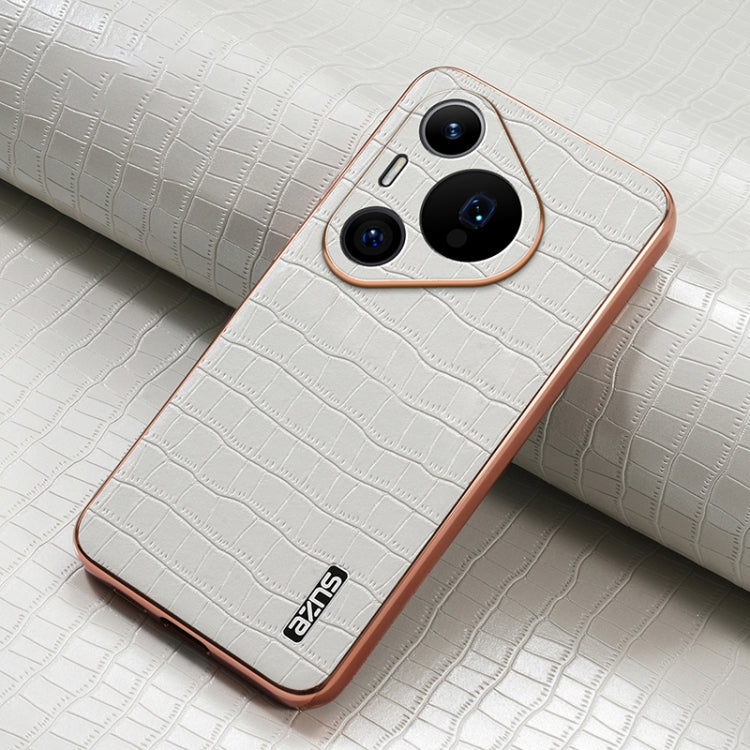 For Huawei Pura 70 Pro / 70 Pro+ AZNS Electroplated Frame Crocodile Texture Full Coverage Phone Case(White) by AZNS