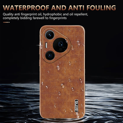 For Huawei Pura 70 Pro / 70 Pro+ AZNS Electroplated Frame Crocodile Texture Full Coverage Phone Case(White) by AZNS