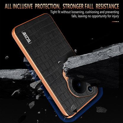 For Huawei Pura 70 Ultra AZNS Electroplated Frame Crocodile Texture Full Coverage Phone Case(Black) by AZNS