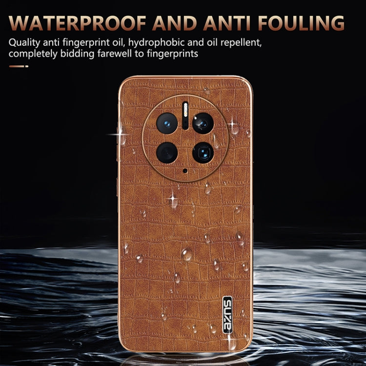 For Huawei Mate 50 Pro AZNS Electroplated Frame Crocodile Texture Full Coverage Phone Case(Blue) by AZNS