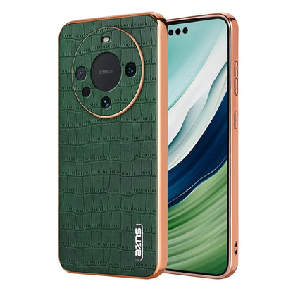 For Huawei Mate 60 / 60 Pro+ AZNS Electroplated Frame Crocodile Texture Full Coverage Phone Case(Green) by AZNS
