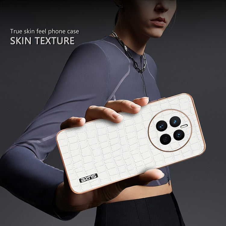 For Huawei Mate 50 / 50E AZNS Electroplated Frame Crocodile Texture Full Coverage Phone Case(Black) by AZNS