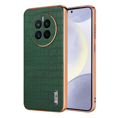 For Huawei Mate 50 / 50E AZNS Electroplated Frame Crocodile Texture Full Coverage Phone Case(Green) by AZNS