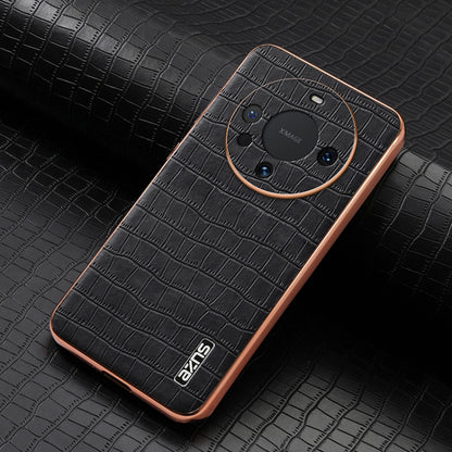 For Huawei Mate 60 AZNS Electroplated Frame Crocodile Texture Full Coverage Phone Case(Black) by AZNS