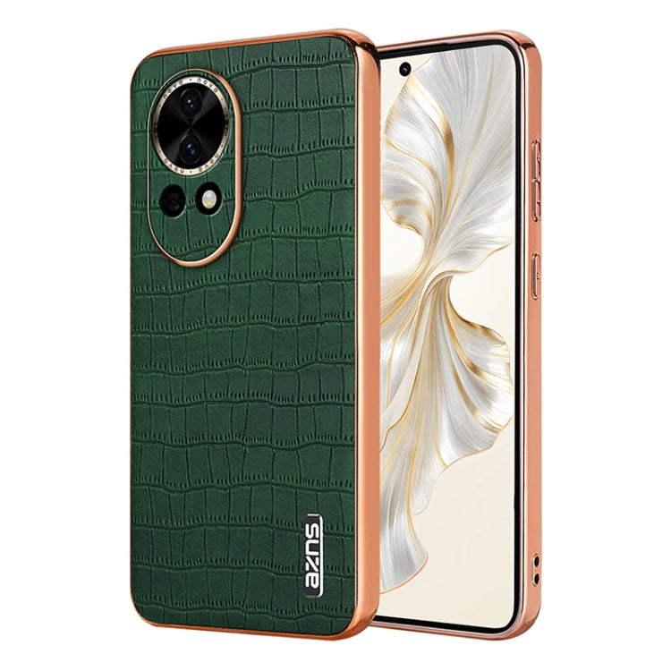 For Huawei nova 13 / nova 12 AZNS Electroplated Frame Crocodile Texture Full Coverage Phone Case(Green) by AZNS