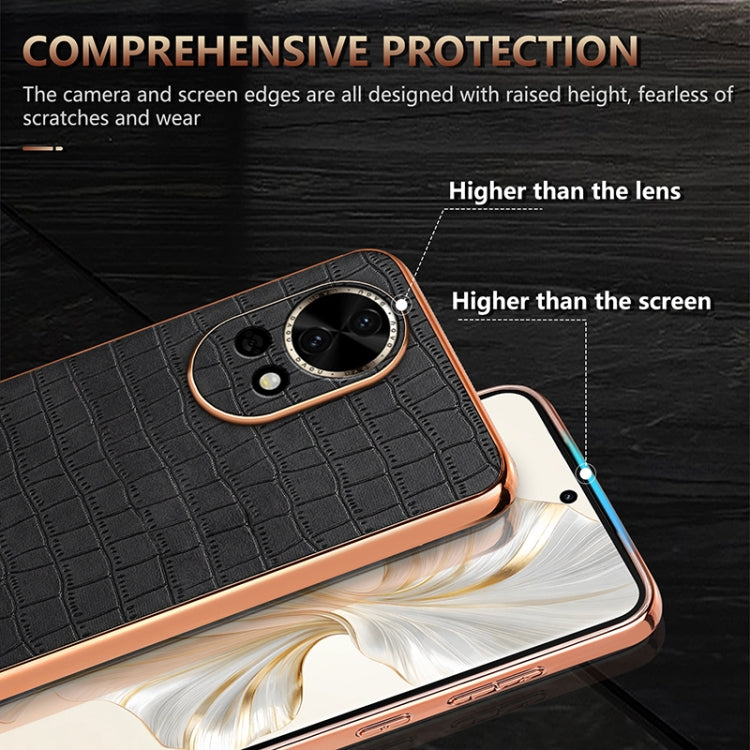 For Huawei nova 13 / nova 12 AZNS Electroplated Frame Crocodile Texture Full Coverage Phone Case(Green) by AZNS
