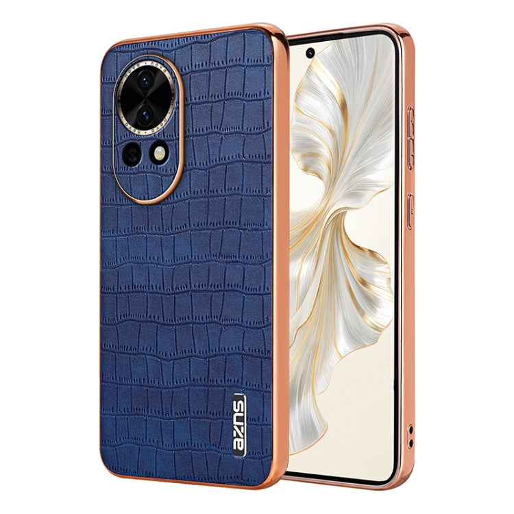 For Huawei nova 13 / nova 12 AZNS Electroplated Frame Crocodile Texture Full Coverage Phone Case(Blue) by AZNS