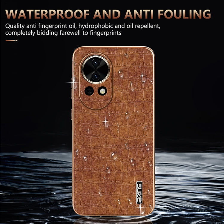 For Huawei nova 13 / nova 12 AZNS Electroplated Frame Crocodile Texture Full Coverage Phone Case(Blue) by AZNS