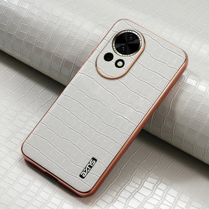 For Huawei nova 13 / nova 12 AZNS Electroplated Frame Crocodile Texture Full Coverage Phone Case(White) by AZNS