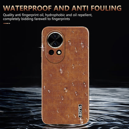 For Huawei nova 13 / nova 12 AZNS Electroplated Frame Crocodile Texture Full Coverage Phone Case(White) by AZNS