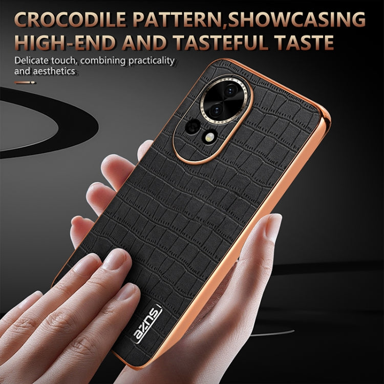 For Huawei nova 13 / nova 12 AZNS Electroplated Frame Crocodile Texture Full Coverage Phone Case(White) by AZNS