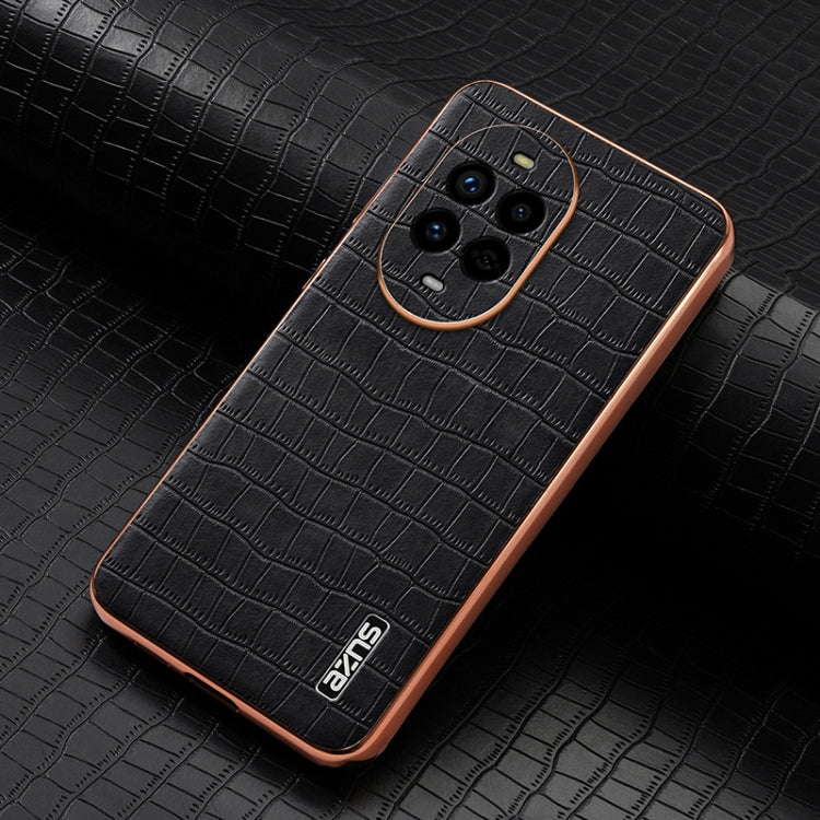 For Huawei nova 13 Pro AZNS Electroplated Frame Crocodile Texture Full Coverage Phone Case(Black) by AZNS