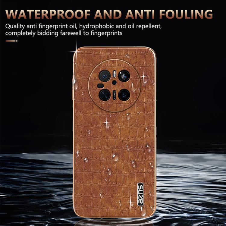 For Huawei Mate 70 AZNS Electroplated Frame Crocodile Texture Full Coverage Phone Case(White) by AZNS