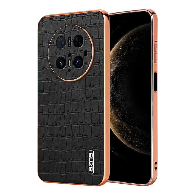 For Huawei Mate 70 Pro / 70 Pro+ AZNS Electroplated Frame Crocodile Texture Full Coverage Phone Case(Black) by AZNS