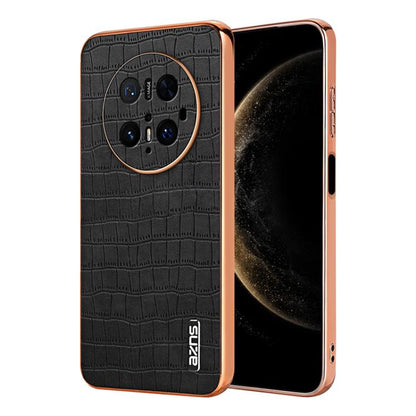 For Huawei Mate 70 Pro / 70 Pro+ AZNS Electroplated Frame Crocodile Texture Full Coverage Phone Case(Black) by AZNS