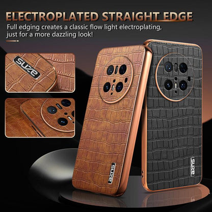 For Huawei Mate 70 Pro / 70 Pro+ AZNS Electroplated Frame Crocodile Texture Full Coverage Phone Case(Black) by AZNS