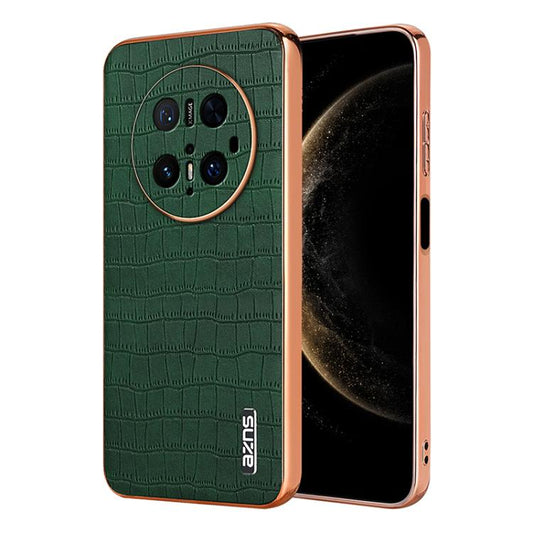 For Huawei Mate 70 Pro / 70 Pro+ AZNS Electroplated Frame Crocodile Texture Full Coverage Phone Case(Green) by AZNS