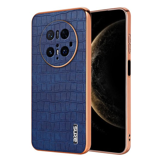 For Huawei Mate 70 Pro / 70 Pro+ AZNS Electroplated Frame Crocodile Texture Full Coverage Phone Case(Blue) by AZNS