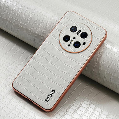 For Huawei Mate 70 Pro / 70 Pro+ AZNS Electroplated Frame Crocodile Texture Full Coverage Phone Case(White) by AZNS