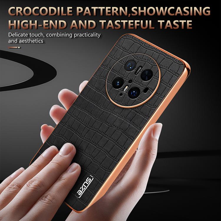For Huawei Mate 70 Pro / 70 Pro+ AZNS Electroplated Frame Crocodile Texture Full Coverage Phone Case(White) by AZNS