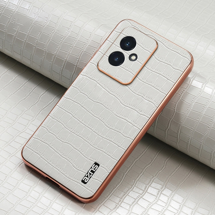 For Honor 100 AZNS Electroplated Frame Crocodile Texture Full Coverage Phone Case(White) by AZNS