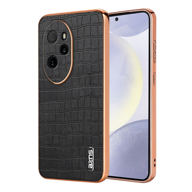 For Honor 100 Pro AZNS Electroplated Frame Crocodile Texture Full Coverage Phone Case(Black) by AZNS