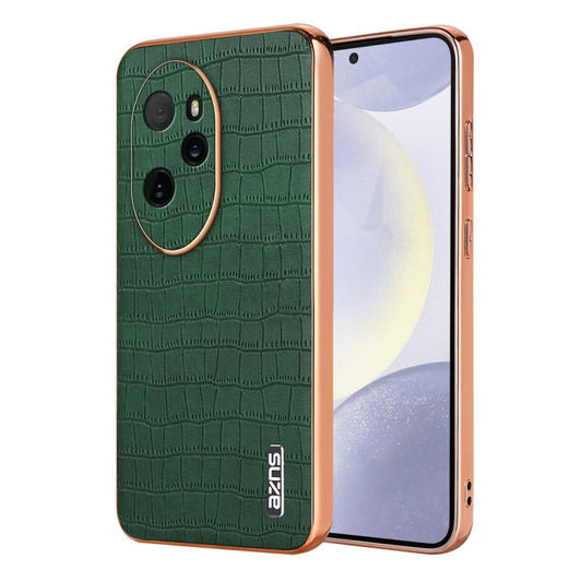 For Honor 100 Pro AZNS Electroplated Frame Crocodile Texture Full Coverage Phone Case(Green) by AZNS