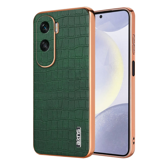 For Honor X50i / 90 Lite AZNS Electroplated Frame Crocodile Texture Full Coverage Phone Case(Green) by AZNS