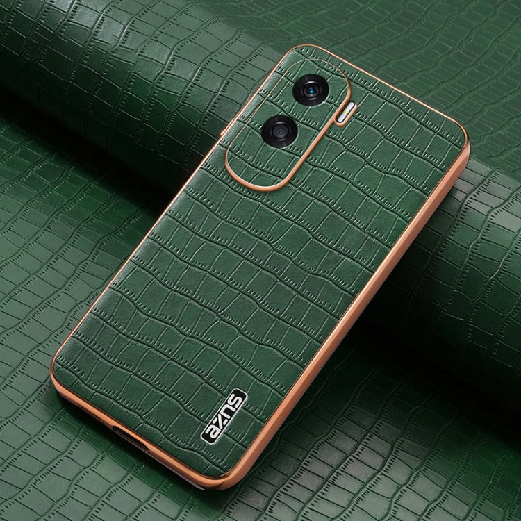 For Honor X50i / 90 Lite AZNS Electroplated Frame Crocodile Texture Full Coverage Phone Case(Green) by AZNS